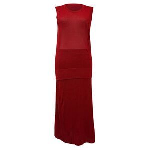 Joseph Metallic Tank Top and Midi Skirt Set in Red Viscose
